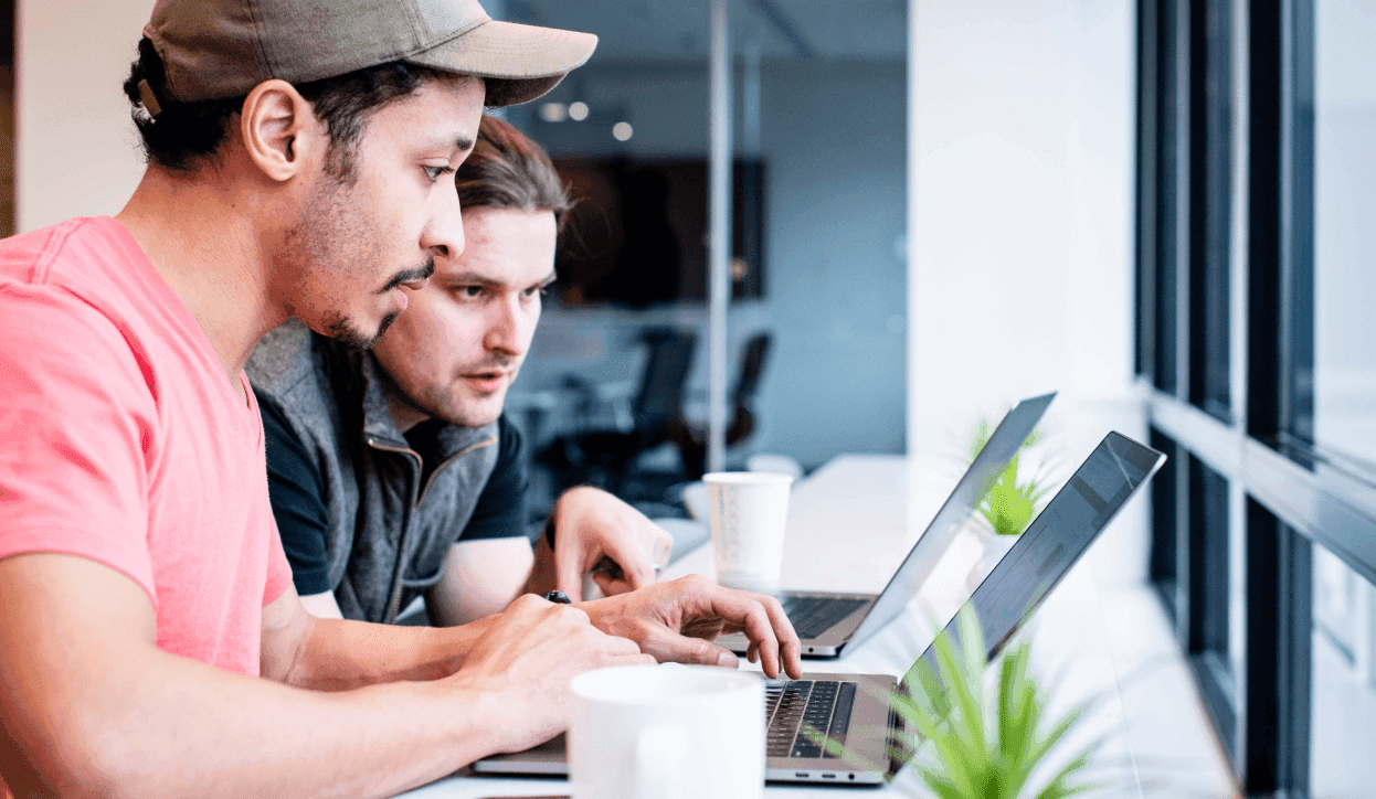 Two employees doing a code review